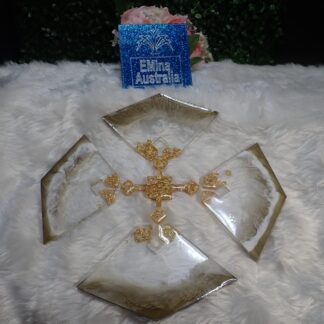 COASTER set, 5 Piece Set, Christmas gift idea, Gold Glitter, Gold and white Mica Powder, Stunning Centerpiece, Put together or take apart