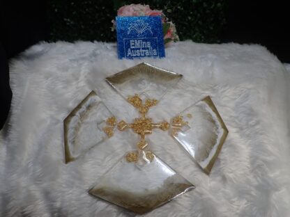COASTER set, 5 Piece Set, Christmas gift idea, Gold Glitter, Gold and white Mica Powder, Stunning Centerpiece, Put together or take apart