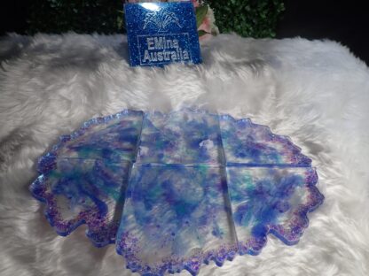 COASTERS, 6 Piece Set, Christmas gift idea, Handmade item, Resin Art, Beach Art, Table centerpiece, Original design - Image 5