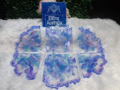 COASTERS, 6 Piece Set, Christmas gift idea, Handmade item, Resin Art, Beach Art, Table centerpiece, Original design