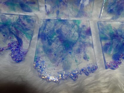COASTERS, 6 Piece Set, Christmas gift idea, Handmade item, Resin Art, Beach Art, Table centerpiece, Original design - Image 3