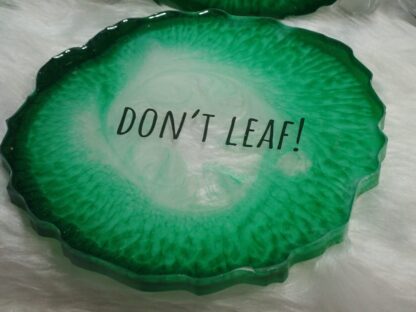 PLANT INSPIRED COASTERS, Green Agate Slice Geode Coaster Set of 4, Handmade,Resin Art,Food Grade,Non-Toxic, Hard Surface, Christmas Gift - Image 2