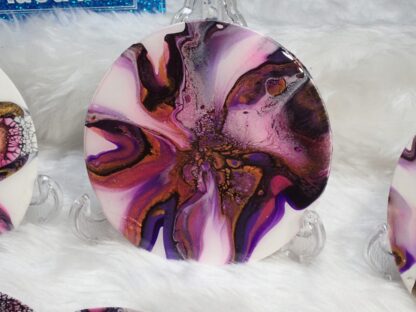 Multicoloured Acrylic Paint Pour, Resin Coated Coaster Set of 8,Handmade Coasters, Resin Art, Food Grade, Non Toxic Hard Surface - Image 8