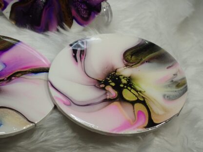 Multicoloured Acrylic Paint Pour, Resin Coated Coaster Set of 8,Handmade Coasters, Resin Art, Food Grade, Non Toxic Hard Surface - Image 6