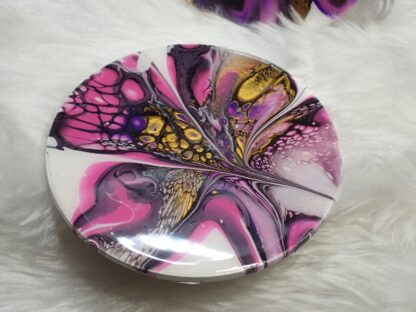 Multicoloured Acrylic Paint Pour, Resin Coated Coaster Set of 8,Handmade Coasters, Resin Art, Food Grade, Non Toxic Hard Surface - Image 4
