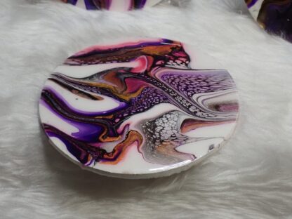 Multicoloured Acrylic Paint Pour, Resin Coated Coaster Set of 8,Handmade Coasters, Resin Art, Food Grade, Non Toxic Hard Surface - Image 2