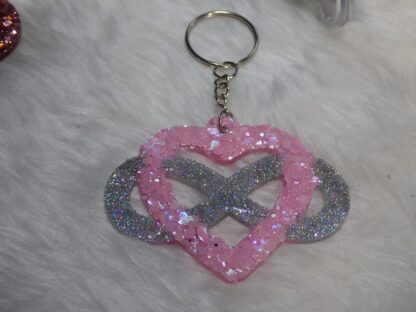 KEYRING, Handmade Item, Christmas Gift, Heart shape glitter keyring,Heart infinity glitter keyring,Gold keyring,Silver keyring,All occasions - Image 3